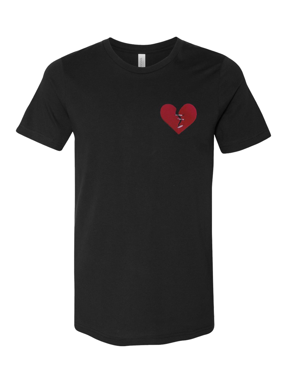Stitched heart black tee front Carly Pearce